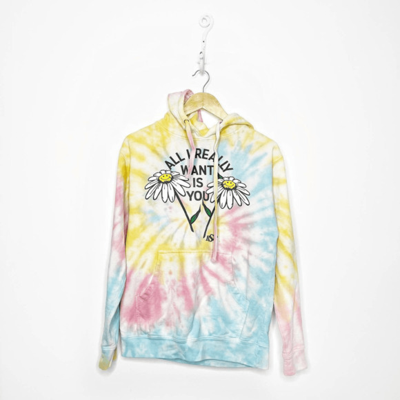 BSR By Samii Ryan All I Want Hoodie tie dye daisy rainbow womens size S small - Picture 1 of 7